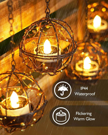 Homemory Solar Flickering Tea Lights – Cozy Ambient LED Votives for Window Sills, Bedroom Shelves, and Living Room Centerpieces