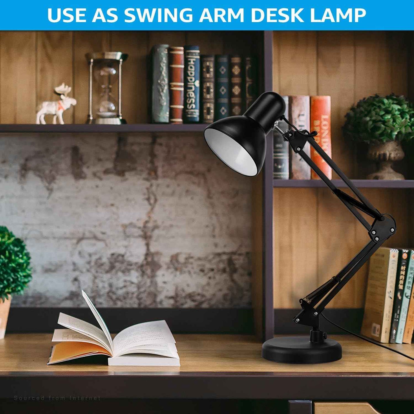TORCHSTAR Metal Desk Lamp with Clamp – Simple Swing Arm Light for Uncluttered Workstations and Small Spaces