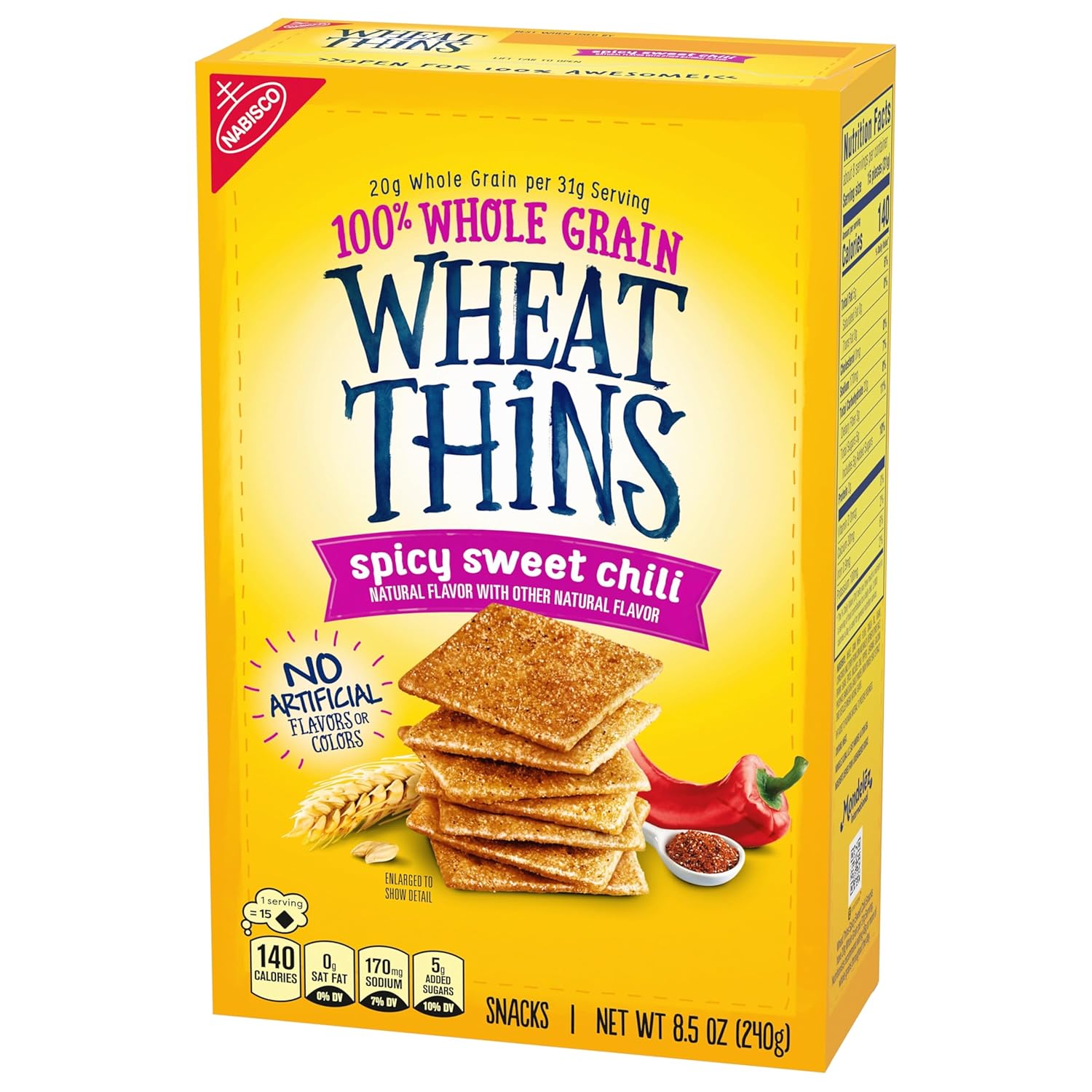 Wheat Thins Spicy Sweet Chili Crackers – Clean-Label Crunch for Self-Care Snack Drawers and Wind-Down Evenings, 8.5 oz