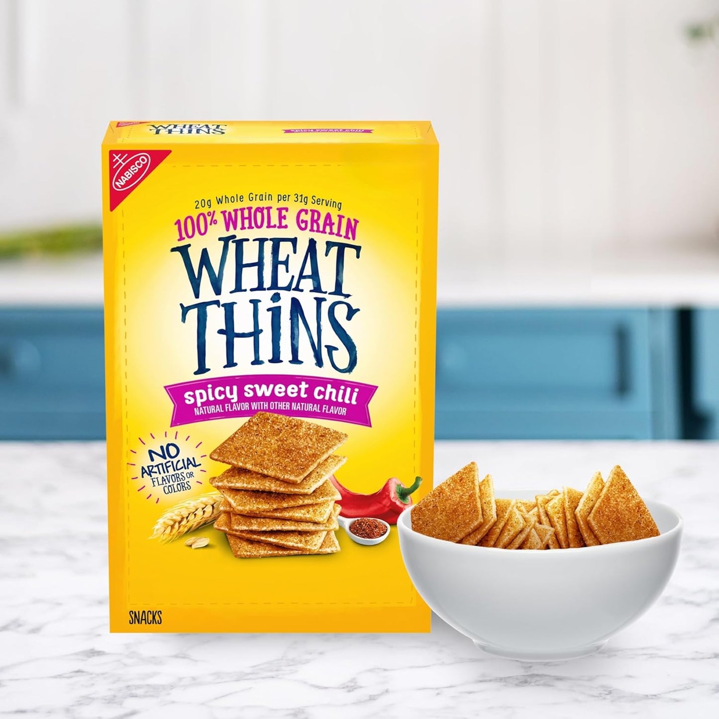 Wheat Thins Spicy Sweet Chili Crackers – Clean-Label Crunch for Self-Care Snack Drawers and Wind-Down Evenings, 8.5 oz