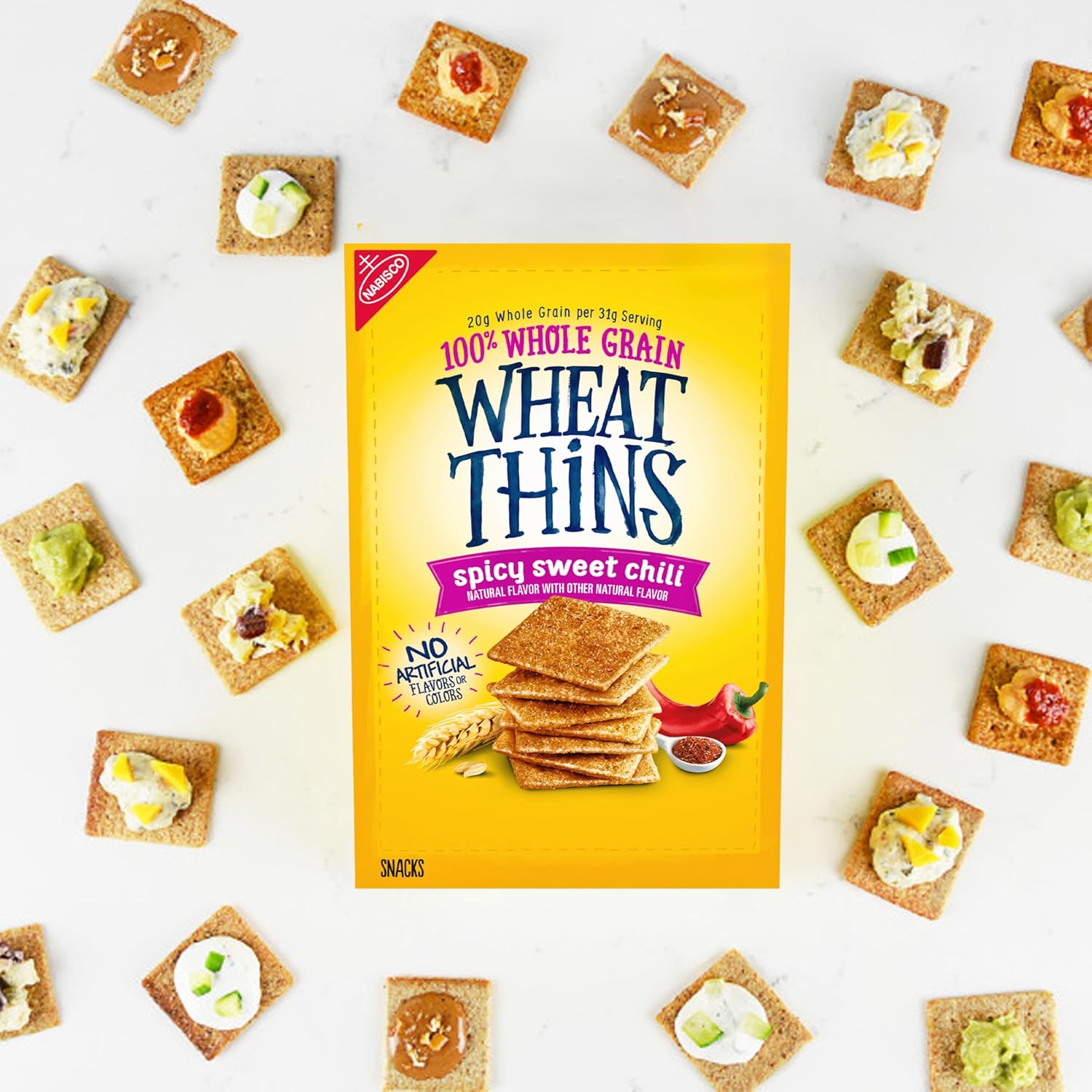Wheat Thins Spicy Sweet Chili Crackers – Clean-Label Crunch for Self-Care Snack Drawers and Wind-Down Evenings, 8.5 oz