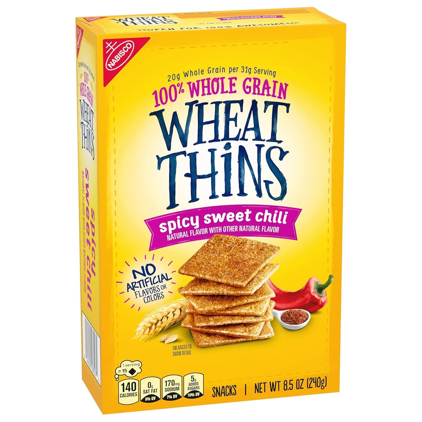 Wheat Thins Spicy Sweet Chili Crackers – Clean-Label Crunch for Self-Care Snack Drawers and Wind-Down Evenings, 8.5 oz