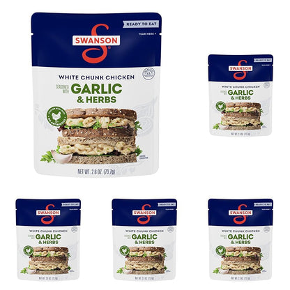 White Chunk Chicken Garlic and Herbs - 2.6 Oz (Pack of 5)