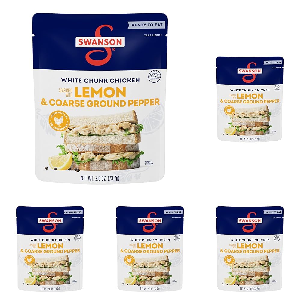 White Chunk Chicken Lemon and Course Ground Pepper - 2.6 Oz (Pack of 5)