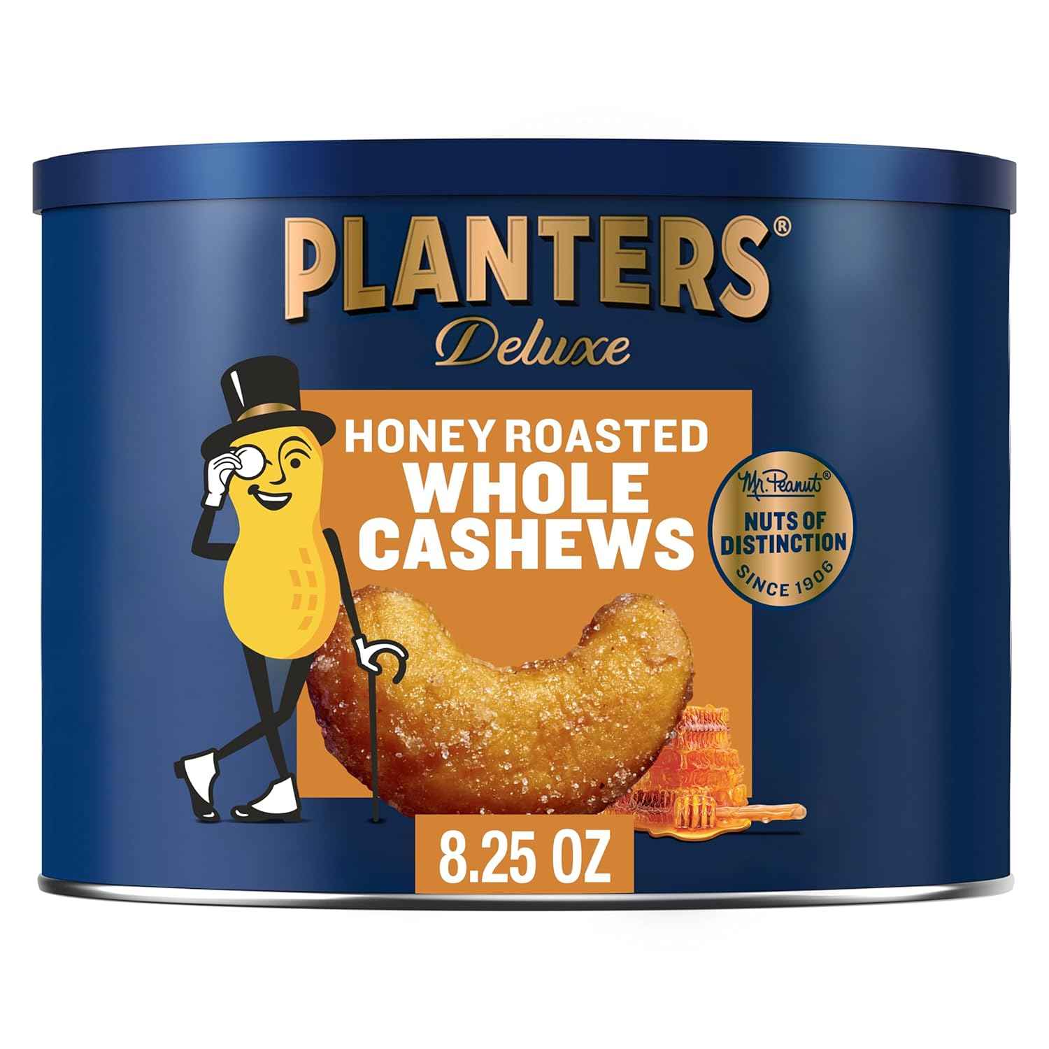 PLANTERS Deluxe Salted Whole Cashews – Office Desk Snack for Midday Hunger, 5g Plant Protein