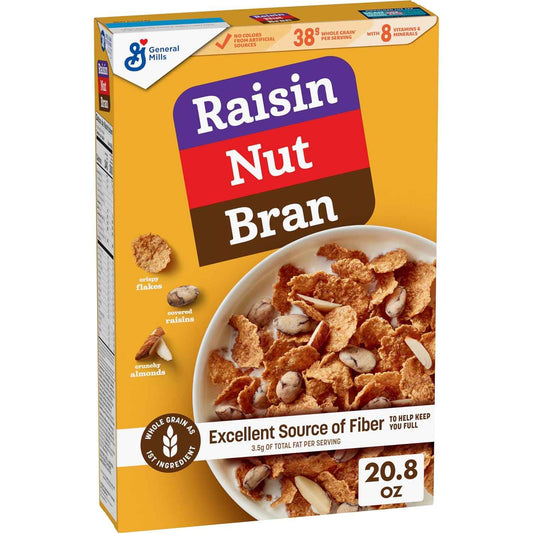 Raisin Nut Bran Cereal – Kid-Friendly High Fiber Breakfast for Family Pantry, Whole Grain Family Cereal