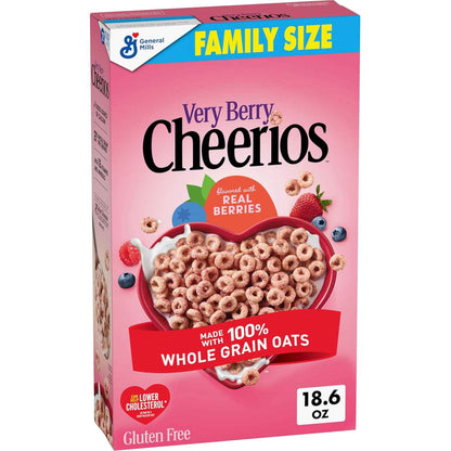 Very Berry Cheerios Gluten Free Cereal 18.6 oz Family Size – Portable Trail-Mix Base for Camping and Hiking Snacks