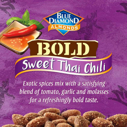 Blue Diamond Almonds Sweet Thai Chili Flavored Snack Nuts – Travel Friendly Snack for Road Trips and Flights