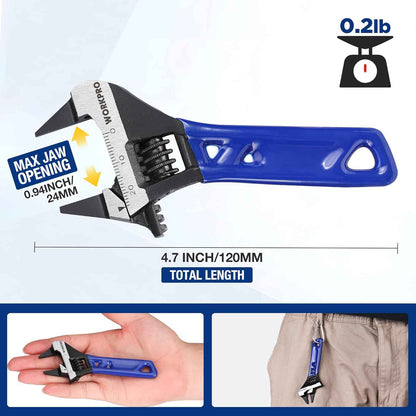 WORKPRO 4-Inch Stubby Adjustable Wrench – Practical Gift for DIYers, Mechanics, and Home Repair Enthusiasts