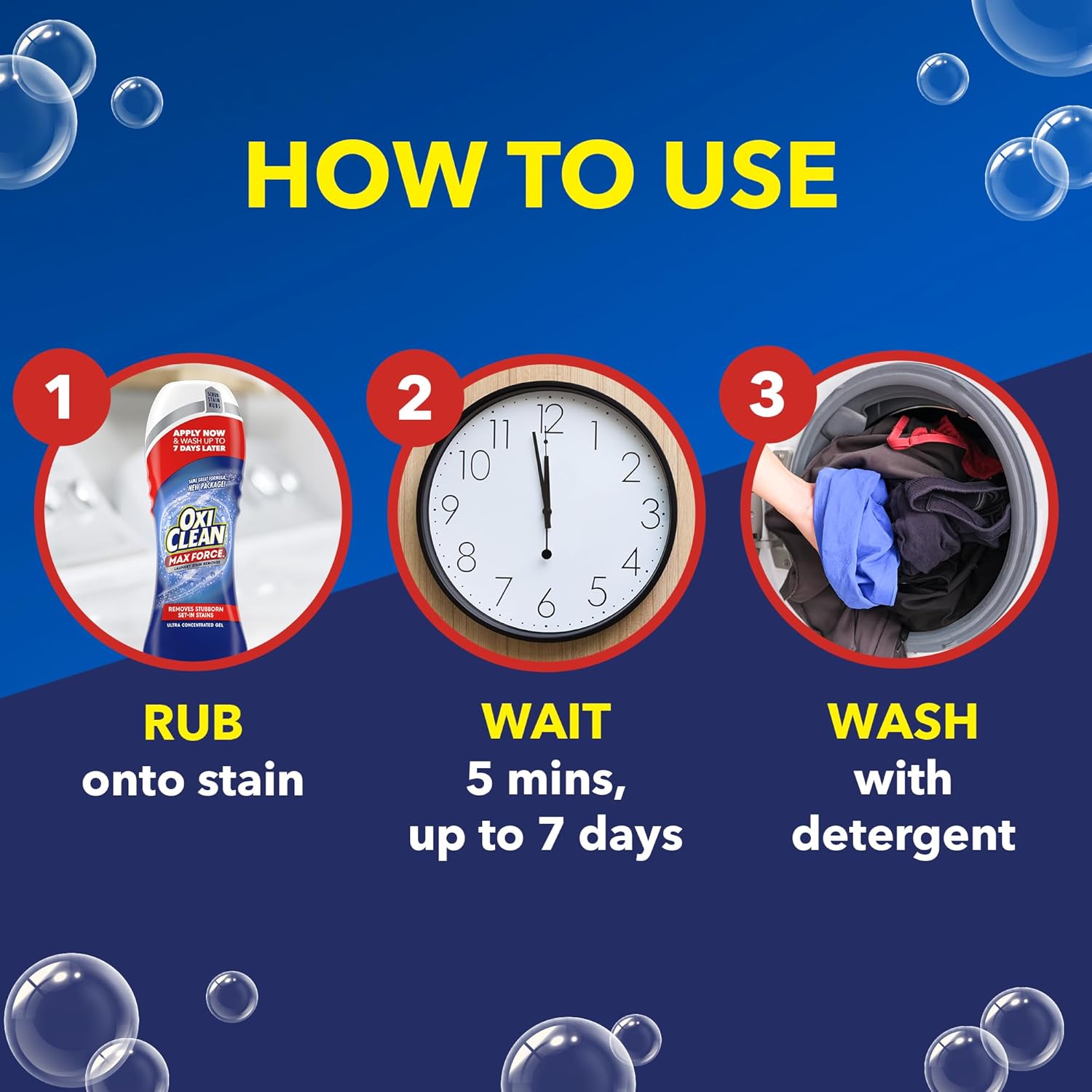 wide stain coverage including oil, grease, makeup, blood, grass, soil, clay, ink, food, and drinks