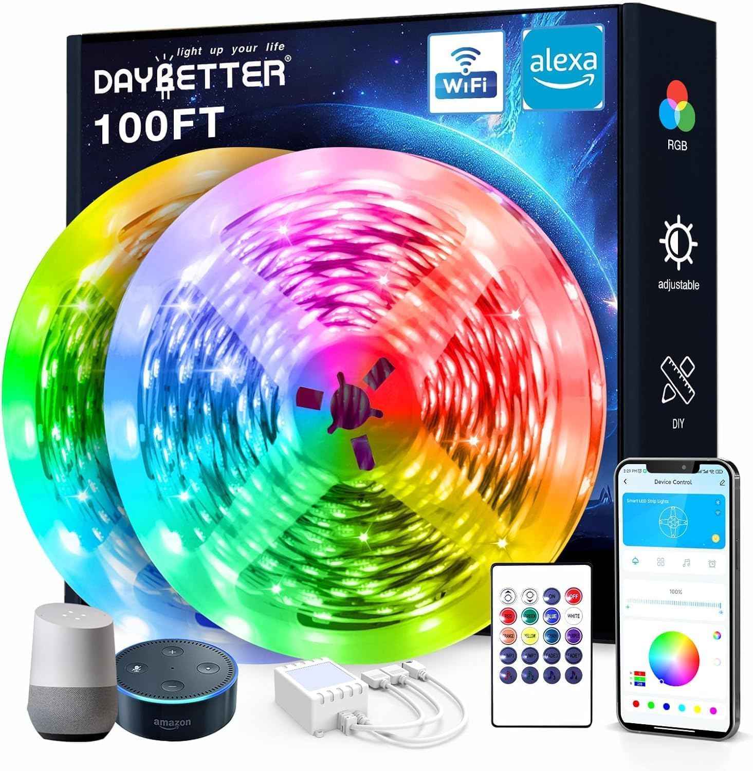 DAYBETTER RGB Light Strip – Flameless Kids Room Ambience Lighting with Built-In Sleep Timer
