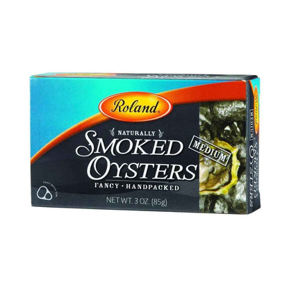 Roland Foods Cherrywood-Smoked Pacific Oysters – Premium Hand-Packed Tin for the Fine Dining Enthusiast, 3 oz Single-Serve