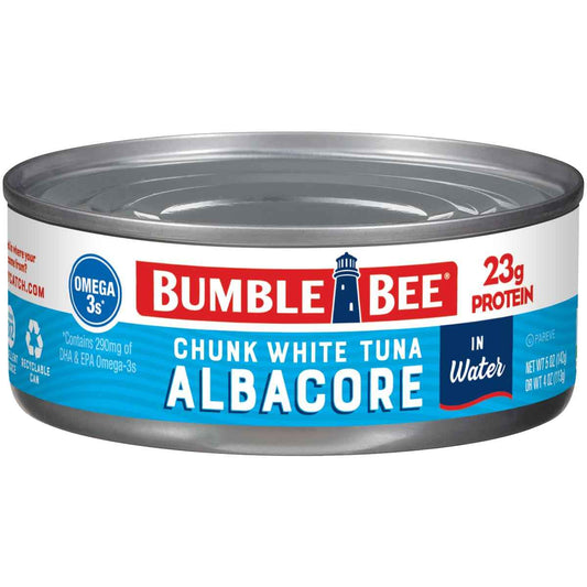 Bumble Bee Albacore Tuna in Water – Clean Ingredient List, Recyclable Steel Cans for Clutter-Free Pantry Storage