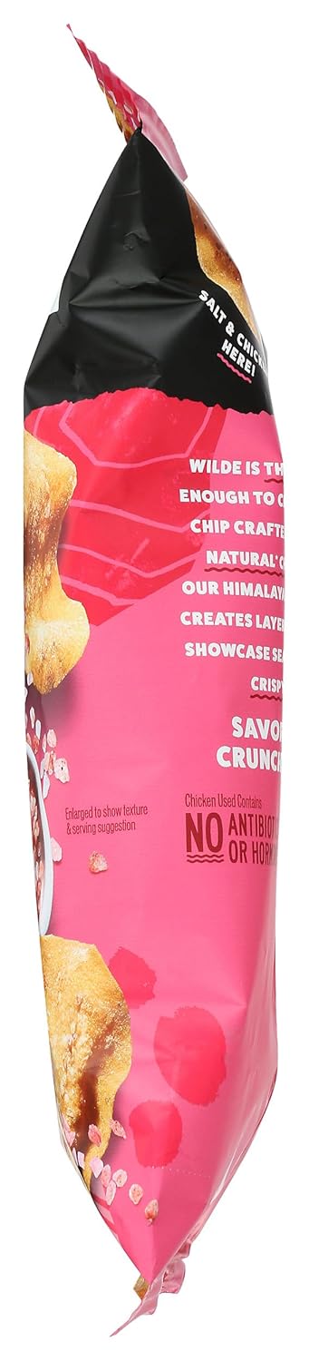 WILDE BRANDS Himalayan Pink Salt Chicken Chips – High-Protein Lunchbox Snack for Kids and School, 2.25 oz Pouch