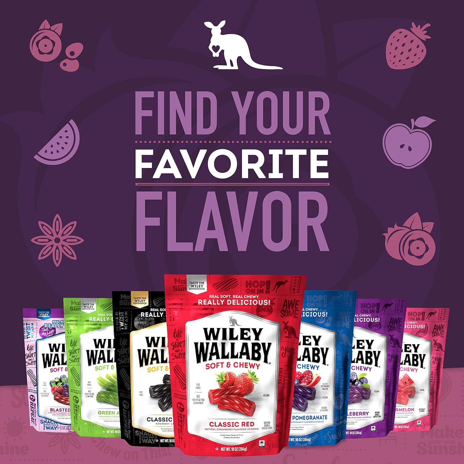 Wiley Wallaby Licorice 10 Ounce Classic Gourmet Soft & Chewy Australian Blasted Berry Candy Twists – Resealable Berry Chews for Camping Trips and Road Travel