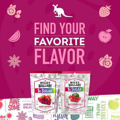 Wiley Wallaby Very Berry & Watermelon Variety Pack – Thoughtful Low Sugar Gift for Diet-Conscious Friends