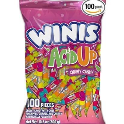 Winis Chewy Pineapple Orange Cherry Taffy – Nut-Free Kids Treats for Classroom Parties and Birthday Goody Bags