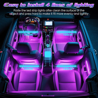 Winzwon LED Car Interior Lights – Safe Family Road Trip Cabin Mood Light, Cool to the Touch USB Powered Strip