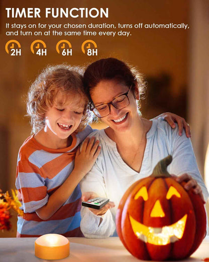 Luditek LED Pumpkin Lights – Cozy Fall Living Room Accent, Flameless Candle Glow with Remote