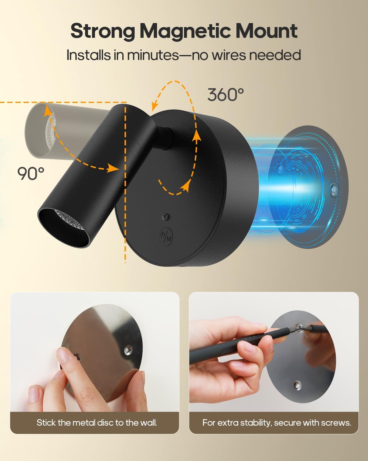 Wireless Magnetic LED Spotlight, Clean Cylinder Profile for Intentional Shelf and Plant Displays, No Wires No Clutter