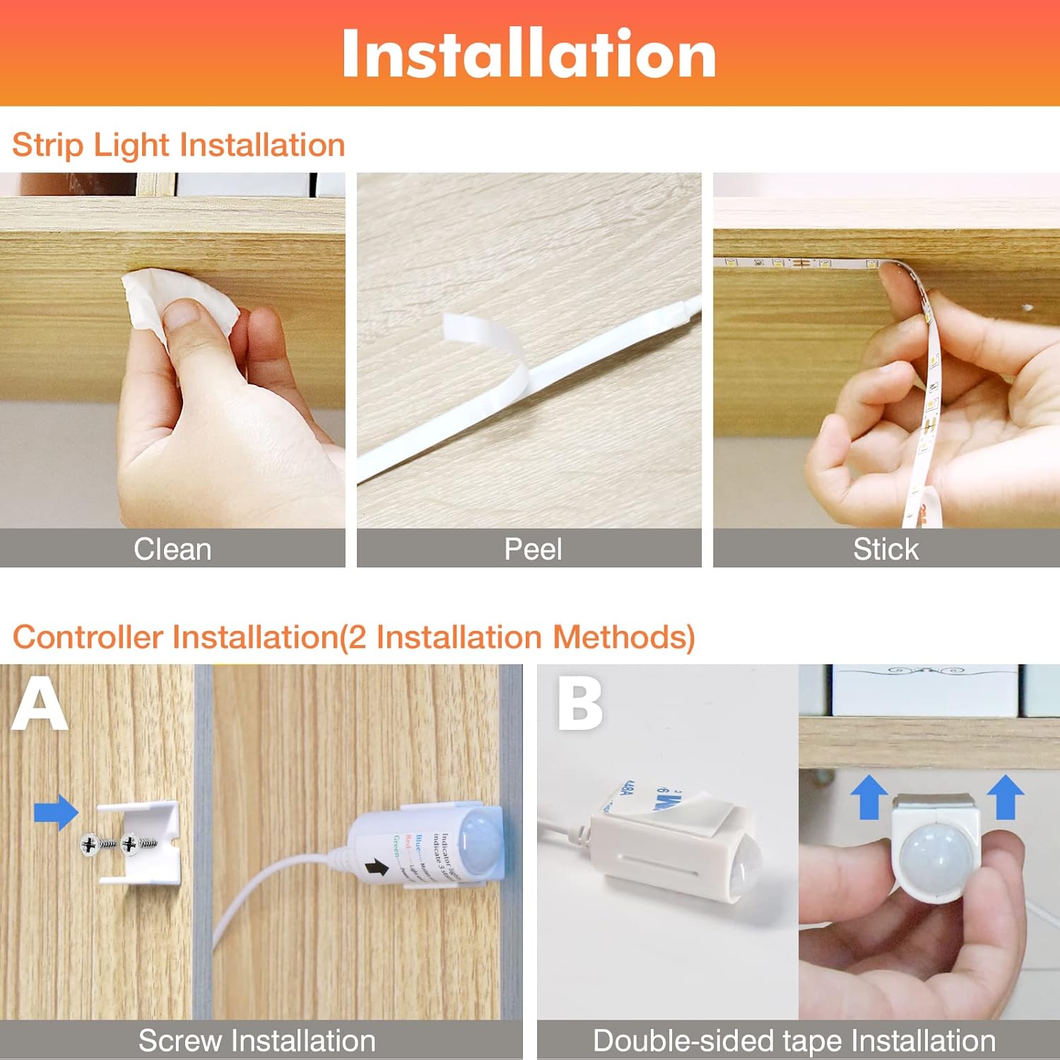 WOBANE Peel-and-Stick LED Strip – Clean No-Drill Lighting for Minimalist Apartments and Rented Spaces