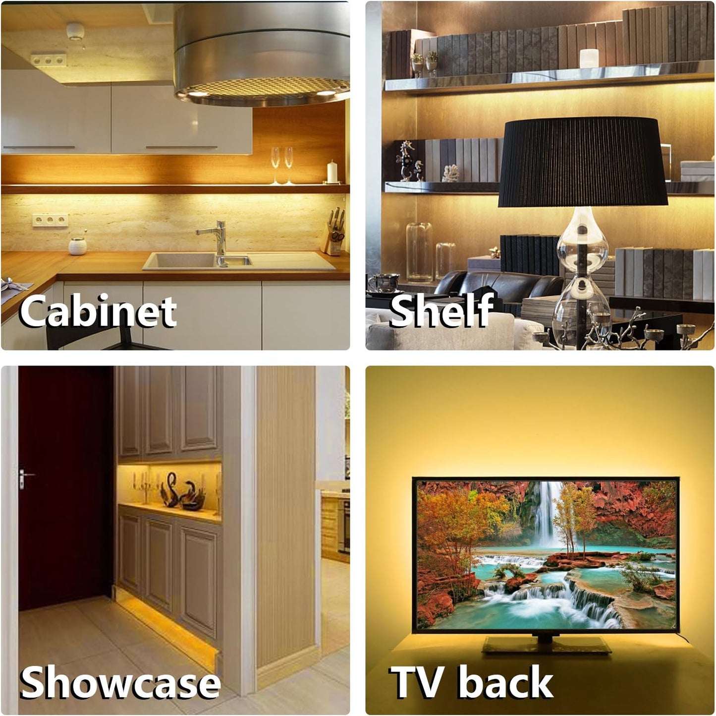 WOBANE Under Cabinet LED Lighting Kit – Cool-Touch, Low-Heat Strip Lights Safe for Kids' Bedrooms and Nightstands