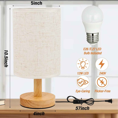 Bedside Decor Lamp in Flax White, Jute Brown, and Wheat Ear Finishes, Ambient Warm Light