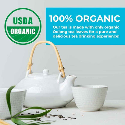 Prince of Peace Organic Oolong Tea, 100 Tea Bags – Steady Focus Brew for Home Office Work Desk, Low Jitter Coffee Substitute