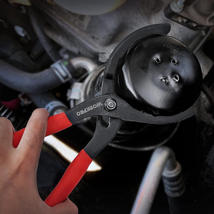 WORKPRO 12" Adjustable Oil Filter Pliers – Driveway Maintenance Tool, Removes Seized Filters Anywhere You Park