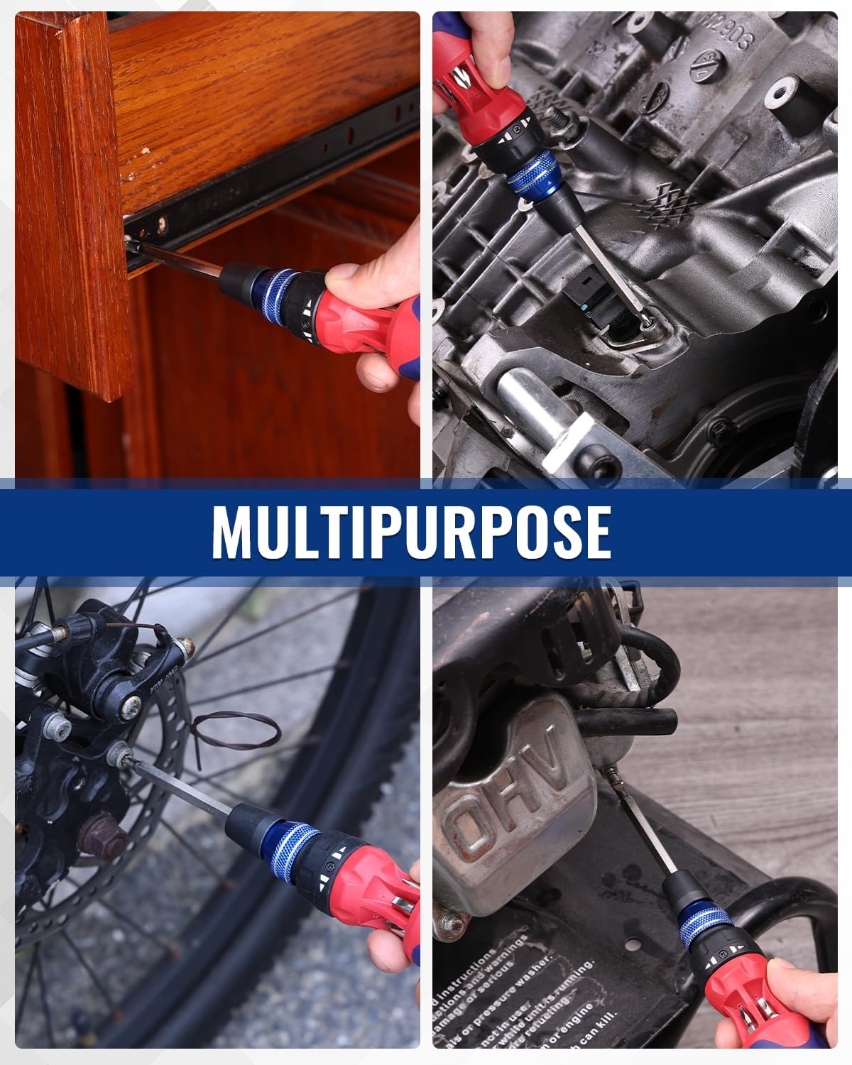 WORKPRO 12-in-1 Ratcheting Screwdriver – Camping Toolkit Essential for Trail and Camp Repairs