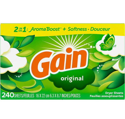 Gain Dryer Sheets Original – Calming Aromatherapy Laundry Refresh for Bath Towels and Sleepwear, 240 Count