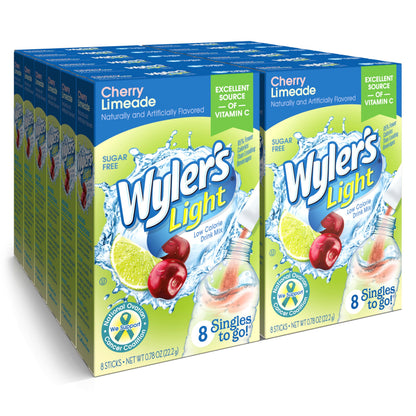 Wyler&amp;#39;s Light Cherry Limeade Singles To Go Drink Mix Cherry Limeade, 8 Count (Pack of 12)