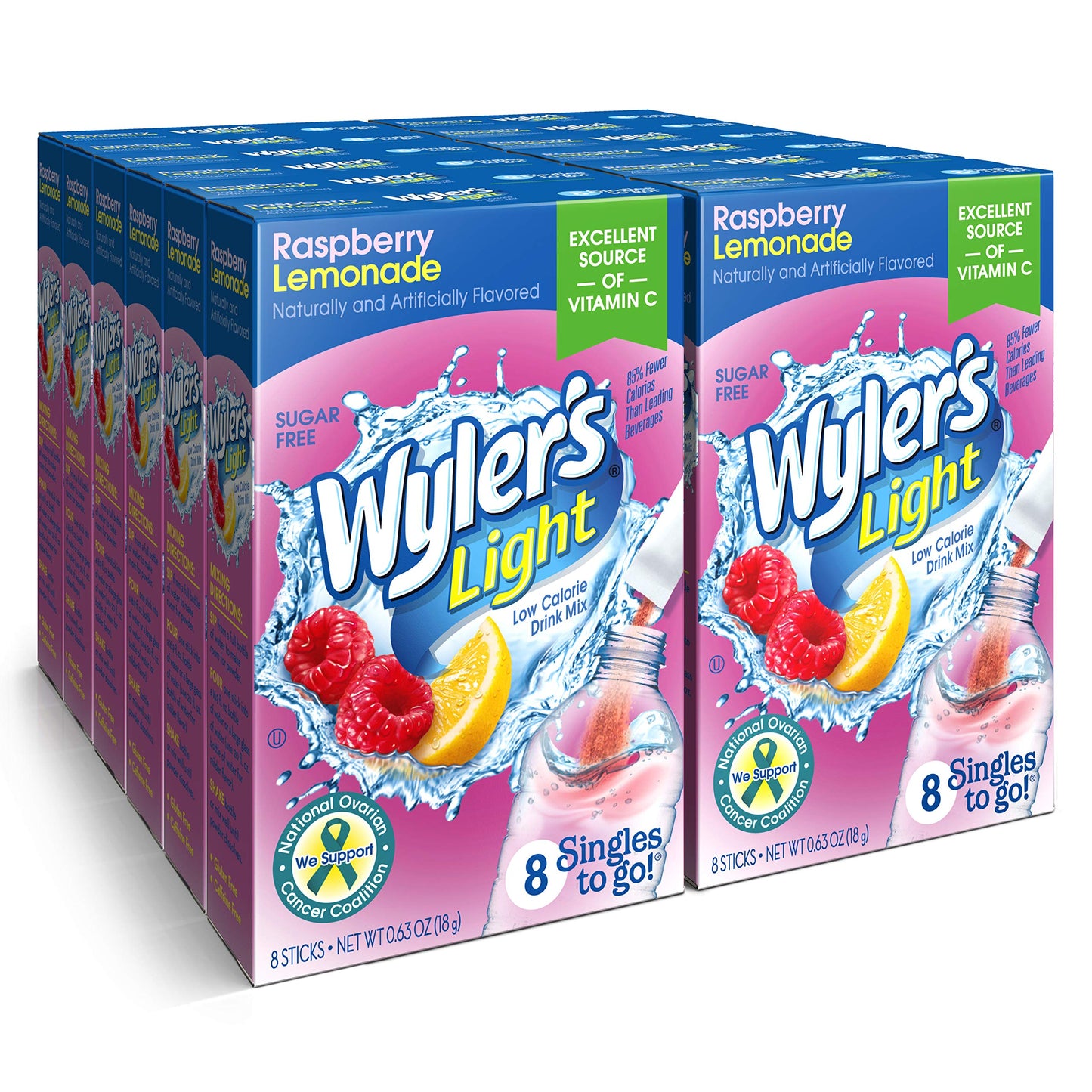 Wyler&amp;#39;s Light Singles To Go Powder Packets, Water Drink Mix, Raspberry Lemonade, 96 Single Servings (Pack of 12)