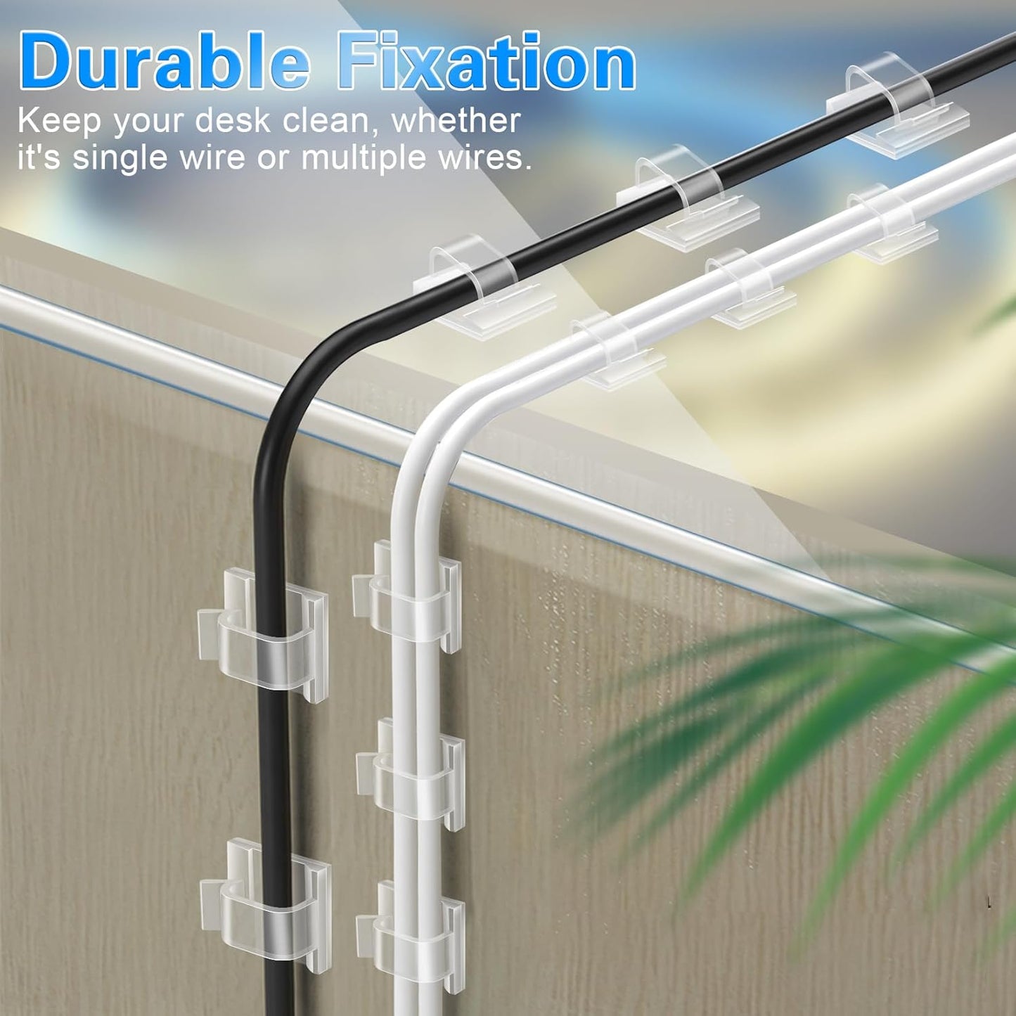XHF Ultra-Low Profile Cable Clips for Clean Desk Setup, Flush-Mount Wire Holders in Clear Finish
