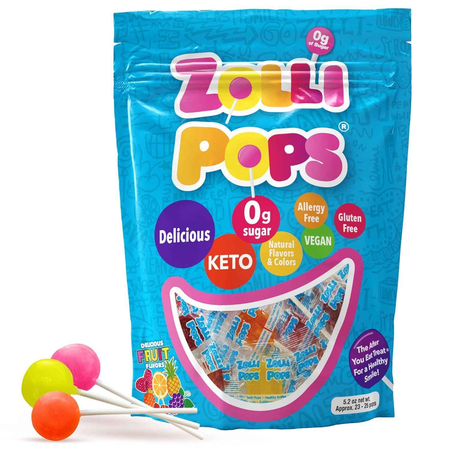 Zollipops Clean Teeth Lollipops – Thoughtful Health Conscious Gift for Grandparents to Spoil Grandchildren, Sugar Free 5.2oz