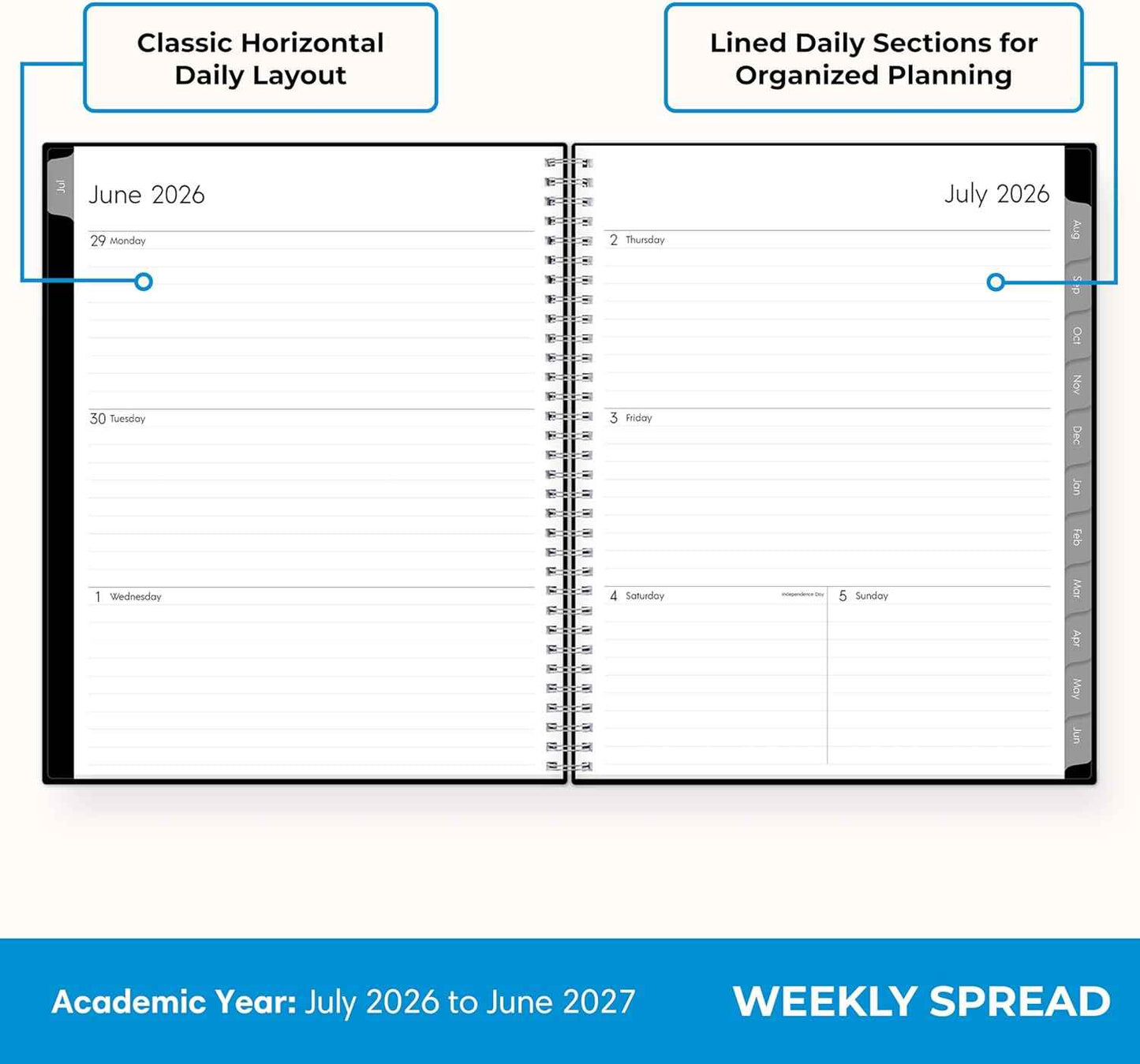 Blue Sky 2026-2027 Weekly & Monthly Planner, Family-Friendly Back-to-School Supply for Middle School and High School Teens