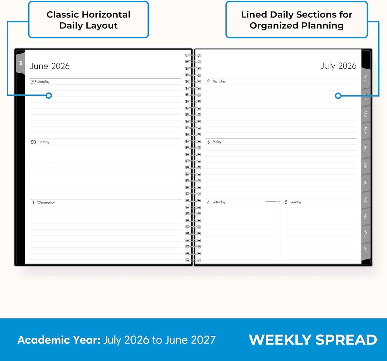 Blue Sky 2026-2027 Weekly & Monthly Planner, Family-Friendly Back-to-School Supply for Middle School and High School Teens