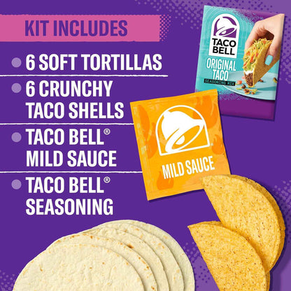 Taco Bell Crunchy & Soft Taco Cravings Kit as a Nostalgic Gift, Taco Bell Fan Gift Set with Mild Sauce and Seasoning