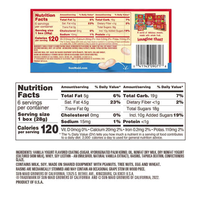 Sun-Maid Vanilla Yogurt Raisins – Desk Drawer Office Snack, 6 Single-Serve 1 oz Pouches for Work