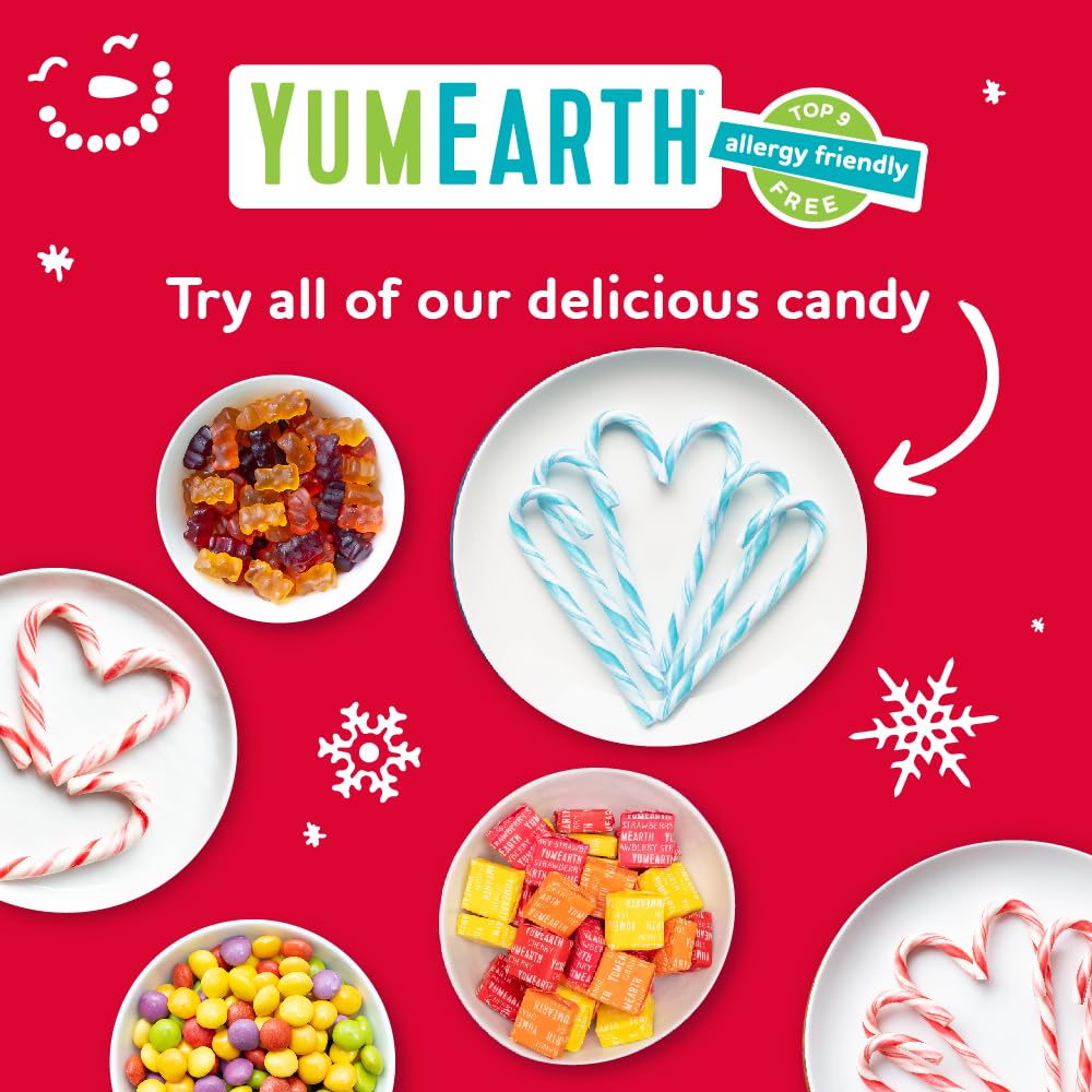 YumEarth Organic Candy Cane Lollipops - Clean Label Holiday Treat for Wellness Lifestyle, Non GMO Peppermint Candy, 30 Count