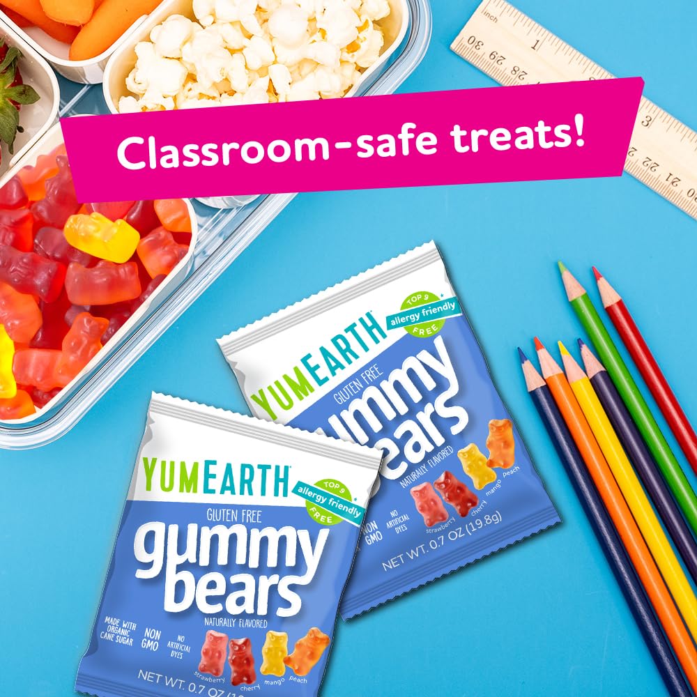 YumEarth Organic Gummy Bears – Choking Safe Soft Gummy Snack for Young Kids, Dye Free Candy