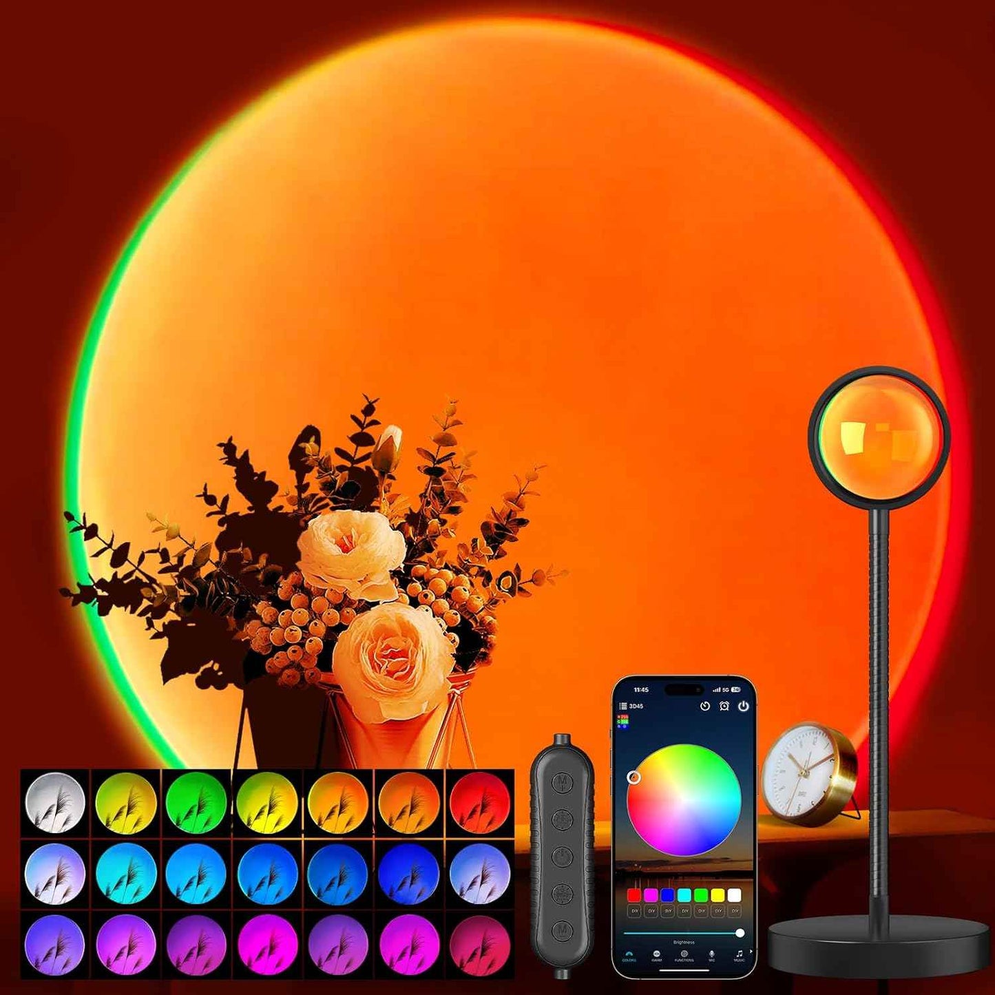 Acelisty Sunset Lamp – Modern Bedroom Decor Accent, RGB Ambient Light with App and Remote