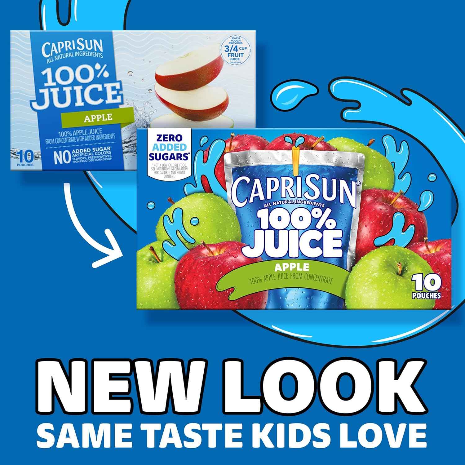 Capri Sun No Added Sugar Apple Juice Pouches – Clean-Label Beverage for Wellness-Minded Families, 10 Count 6 fl oz