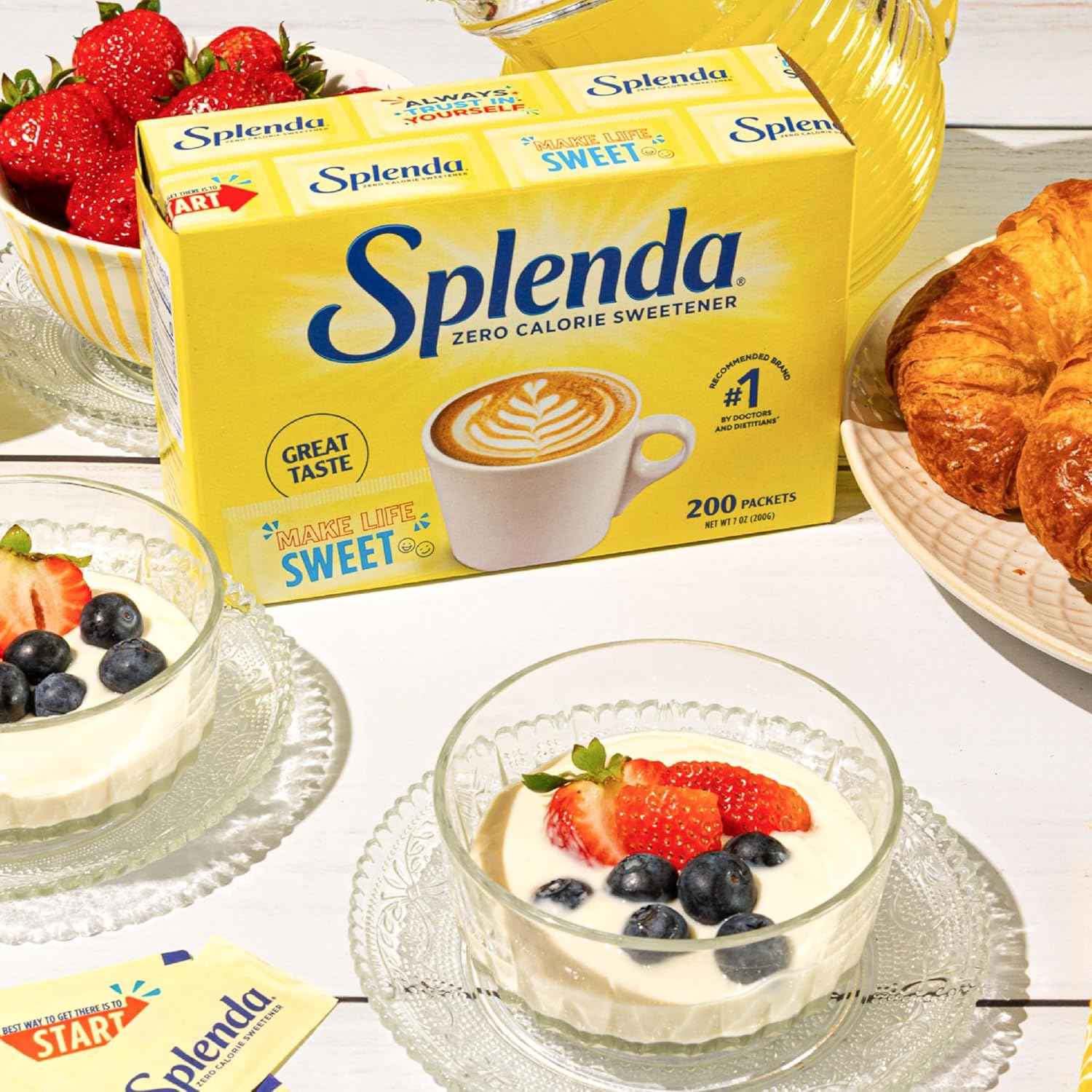 SPLENDA Zero Calorie Sweetener Packets – Office Desk Productivity Booster, Single-Serve Sucralose for Quick Mid-Workday Coffee