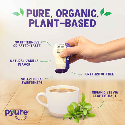 Pyure Organic Vanilla Stevia Drops – Clean Label Sweetener for Clutter-Free Countertops and Simple Brewing