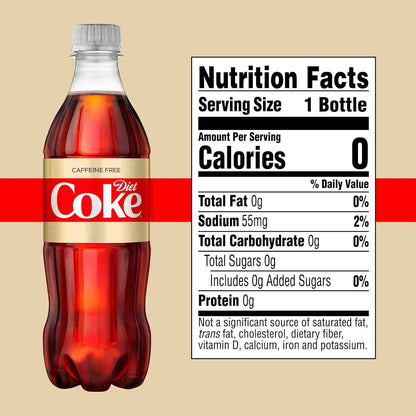 Diet Coke Caffeine Free Soft Drink 16.9 fl oz, 6 Pack – Calorie Free Cola for Mindful Family Dinners and Caffeine-Sensitive Lifestyles