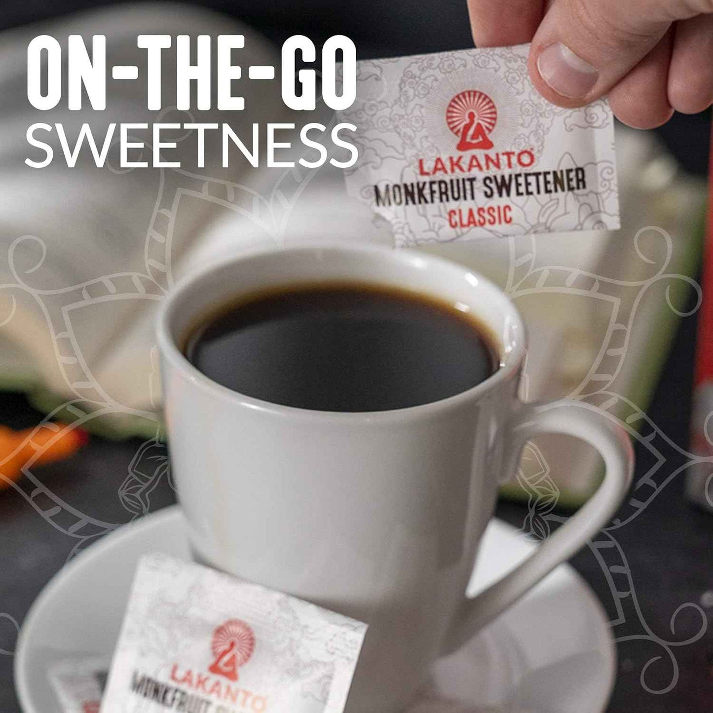 Lakanto Classic Monk Fruit Sweetener Packets – Zero-Calorie Daily Wellness Ritual for Tea, Coffee and Hydration on the Go