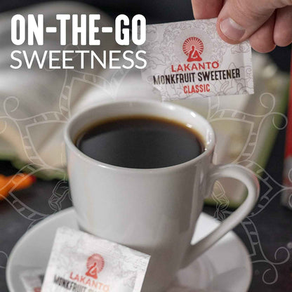 Lakanto Classic Monk Fruit Sweetener Packets – Zero-Calorie Daily Wellness Ritual for Tea, Coffee and Hydration on the Go