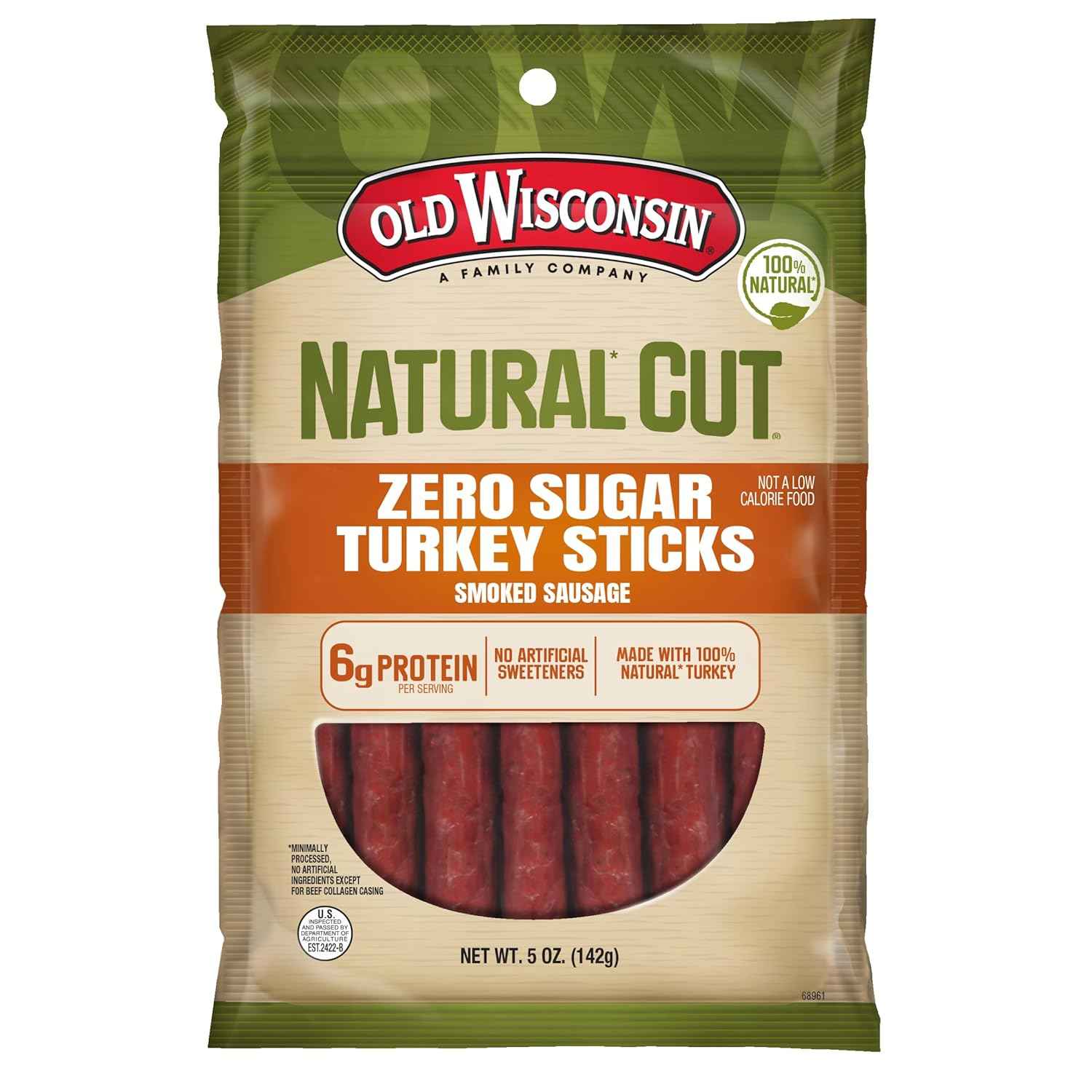 Old Wisconsin Zero Sugar Turkey Snack Sticks – Hiking Trail Protein, Ready to Eat Hardwood Smoked Fuel for Backcountry