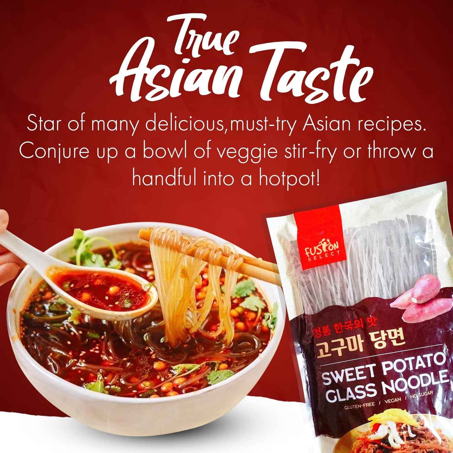 Fusion Select Sweet Potato Glass Noodles – Soothing Hot Pot Noodles for a Self-Care Sunday Dinner, No Sodium